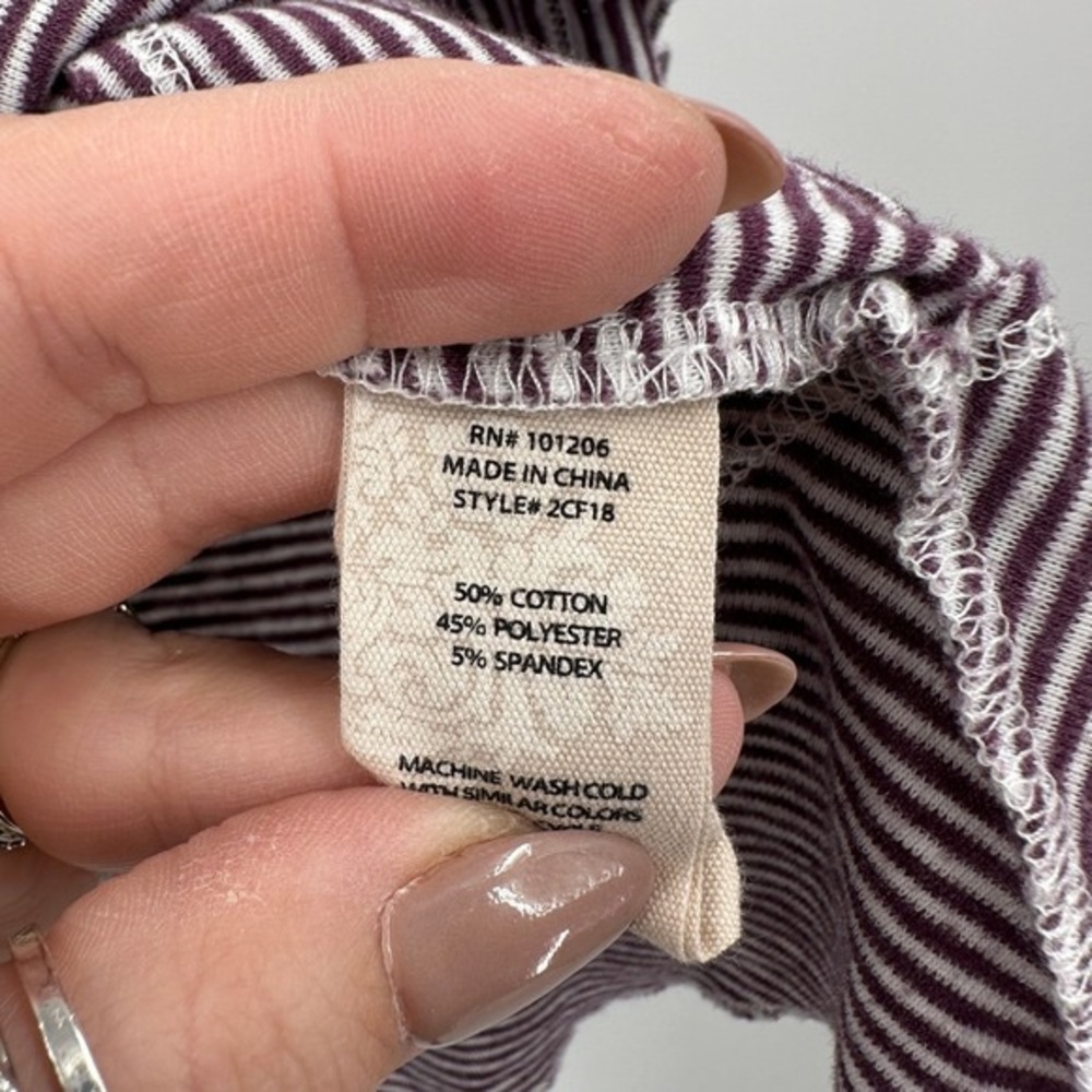 Soft Surroundings Purple and White Striped Long-Sleeve Scoop Neck Top - Picture 3 of 4